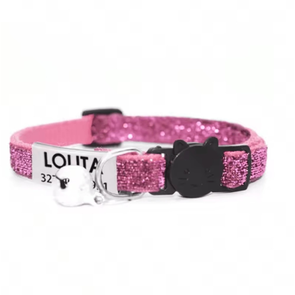 SparkleSafe Personalized Glitter Cat Collar Custom Engraved Breakaway Collar With Bell 13