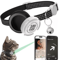 reflective airtag cat collar with qr id tag – dual protection gps cat collar for safer adventures