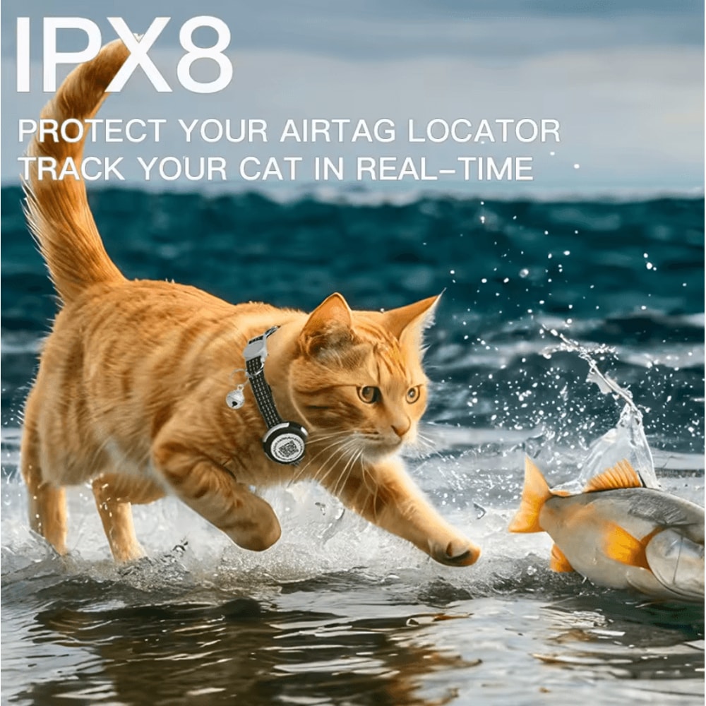 Reflective AirTag Cat Collar With QR ID Tag Dual Protection GPS Cat Collar For Safer Adventures 1