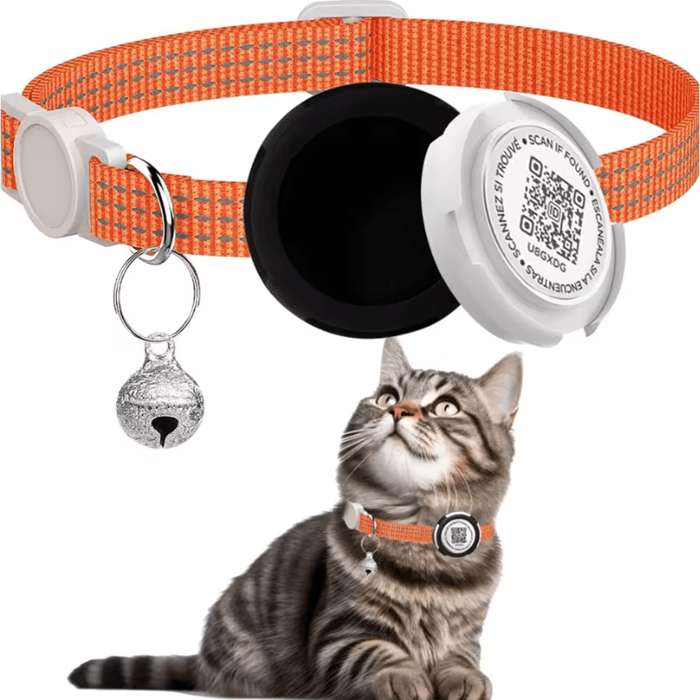 Reflective AirTag Cat Collar With QR ID Tag Dual Protection GPS Cat Collar For Safer Adventures 5