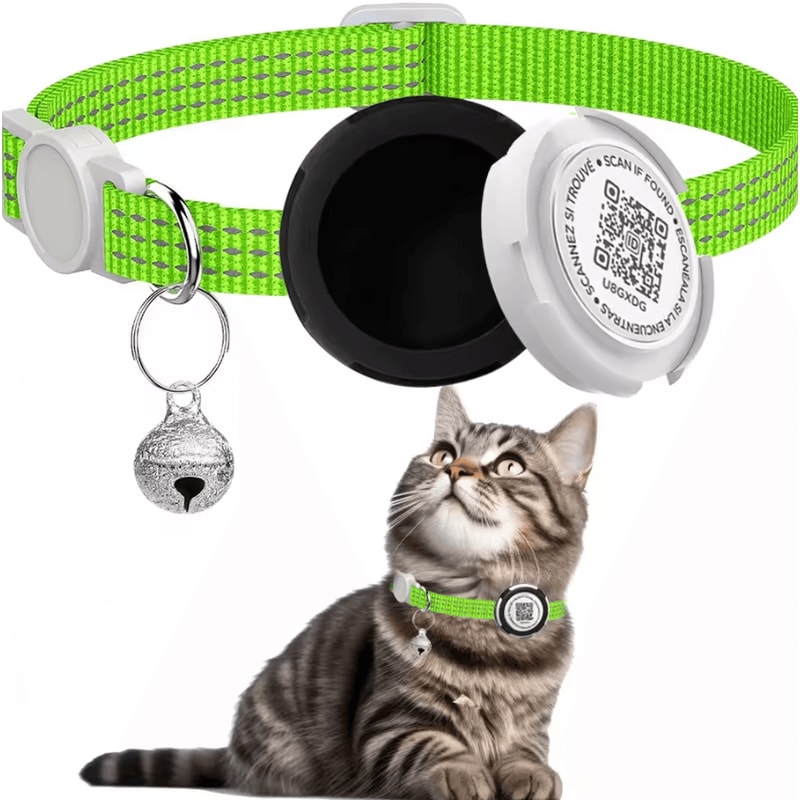 Reflective AirTag Cat Collar With QR ID Tag Dual Protection GPS Cat Collar For Safer Adventures 7