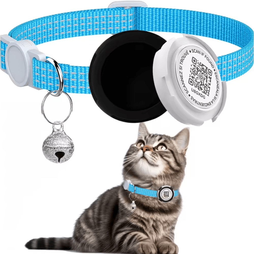 Reflective AirTag Cat Collar With QR ID Tag Dual Protection GPS Cat Collar For Safer Adventures 8