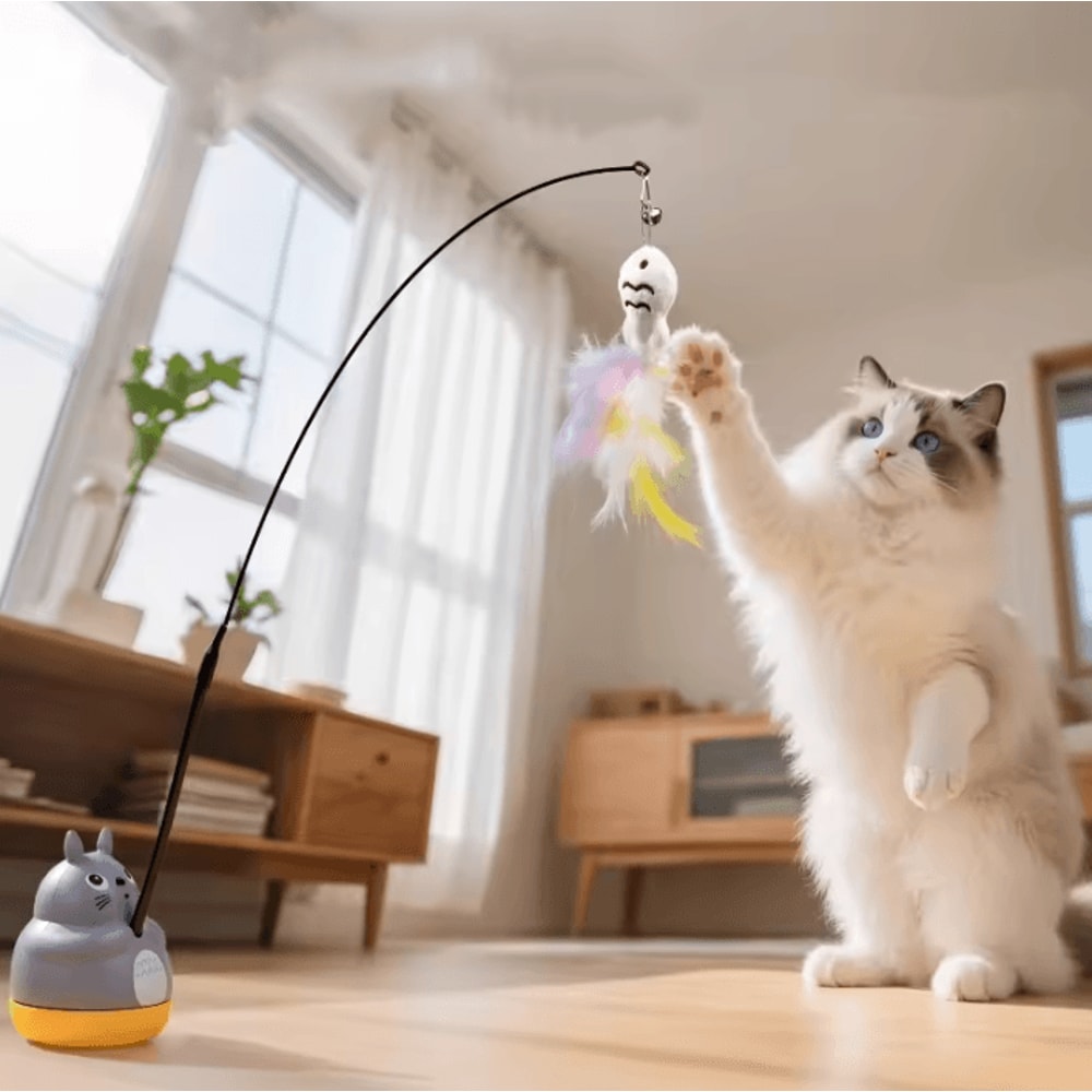Feather Flutter Cat Wand Toy Interactive Cat Feather Toy For Endless Chase Play 0