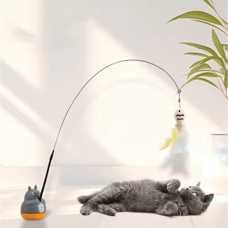Feather Flutter Cat Wand Toy Interactive Cat Feather Toy For Endless Chase Play 1