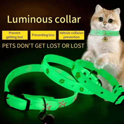 glowsafe silicone cat collar – glow in the dark cat collar with bell & reflective safety design