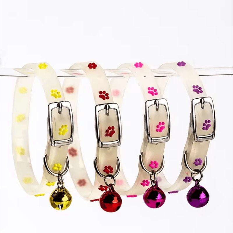 GlowSafe Silicone Cat Collar Glow In The Dark Cat Collar With Bell Reflective Safety Design 3
