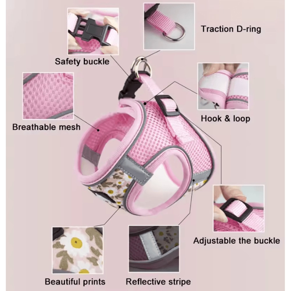 Reflective EscapeProof Cat Harness Leash Set Cat Harness And Leash For Safe Outdoor Adventures 1