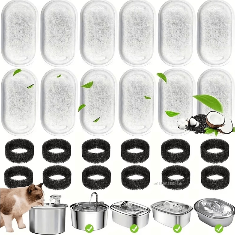 PureFlow Carbon Sponge Filter Set Cat Water Fountain Filters For Cleaner Healthier Hydration 1