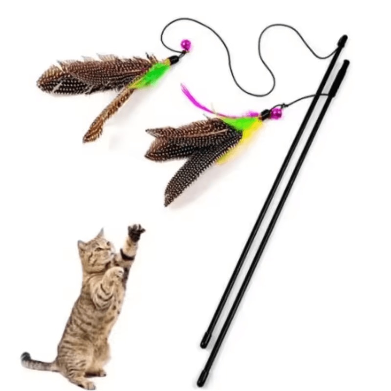 Feather Bell Cat Teaser Wand Interactive Cat Teaser Toy For Chasing Jumping Bonding 1