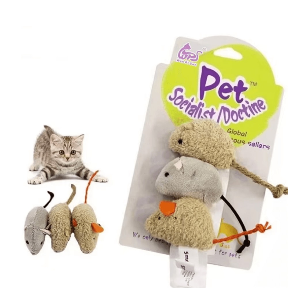 Plush Mouse Hunt Interactive Cat Toy Set For Indoor Cats 1