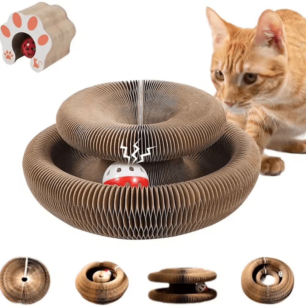 Magic Accordion Cat Scratching Board Interactive Play Tunnel 0