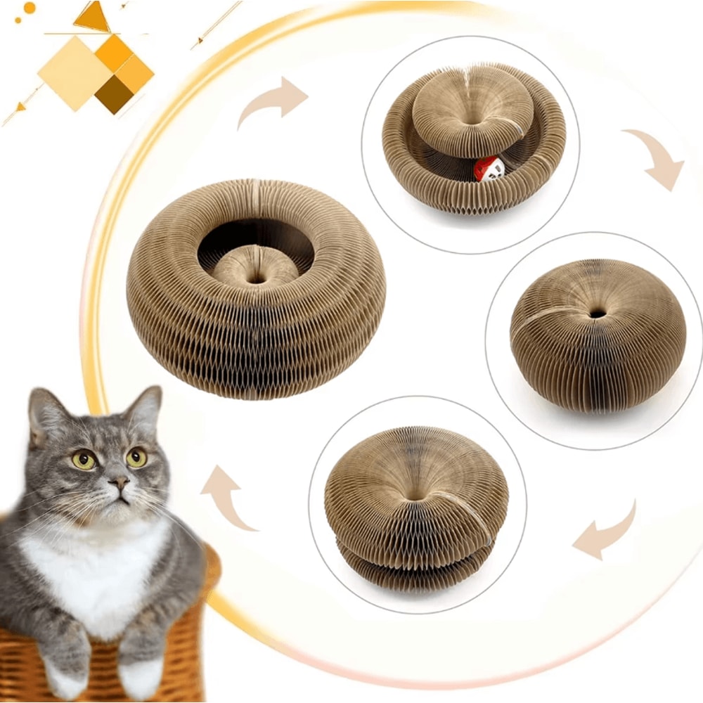 Magic Round Cat Scratching Board With Ball Track Toy 2