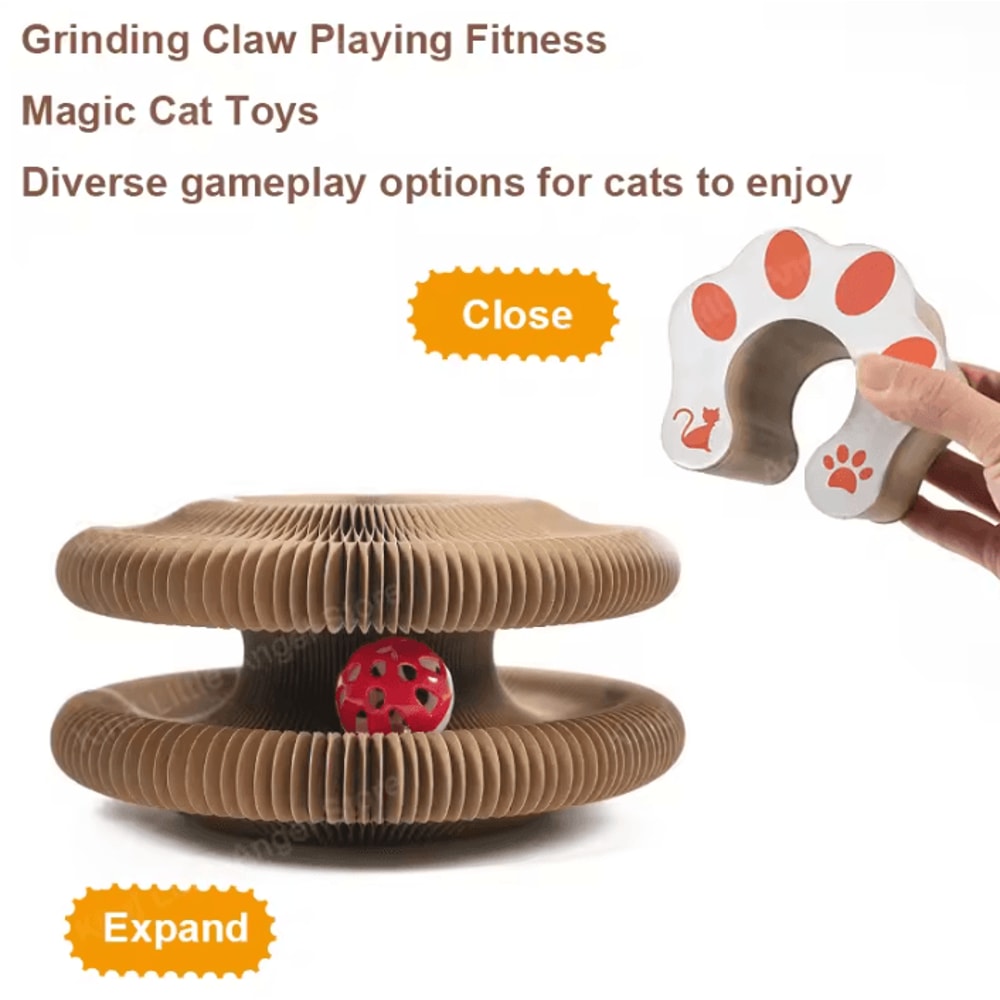 Magic Round Cat Scratching Board With Ball Track Toy 3