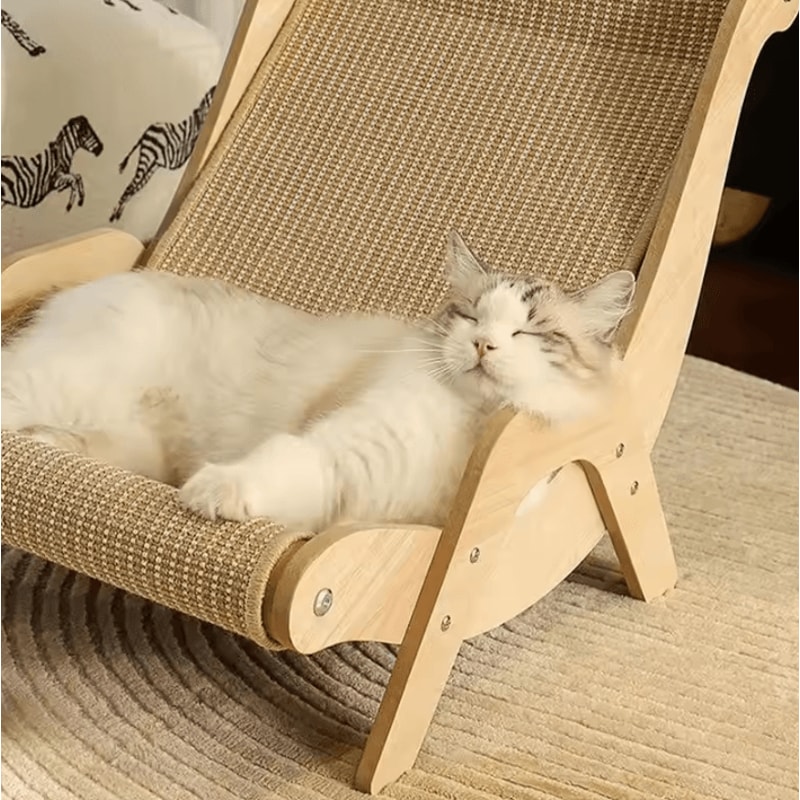 Sisal Wooden Cat Lounge Scratcher Chair For Indoor Cats 1