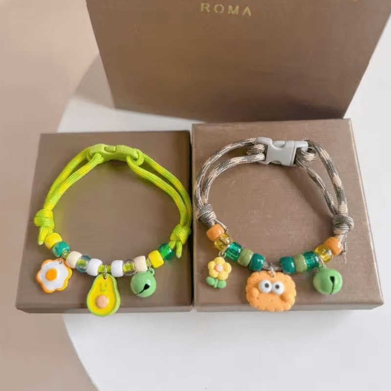 Colorful Braided Pet Necklace Collar With Bell Charm 1