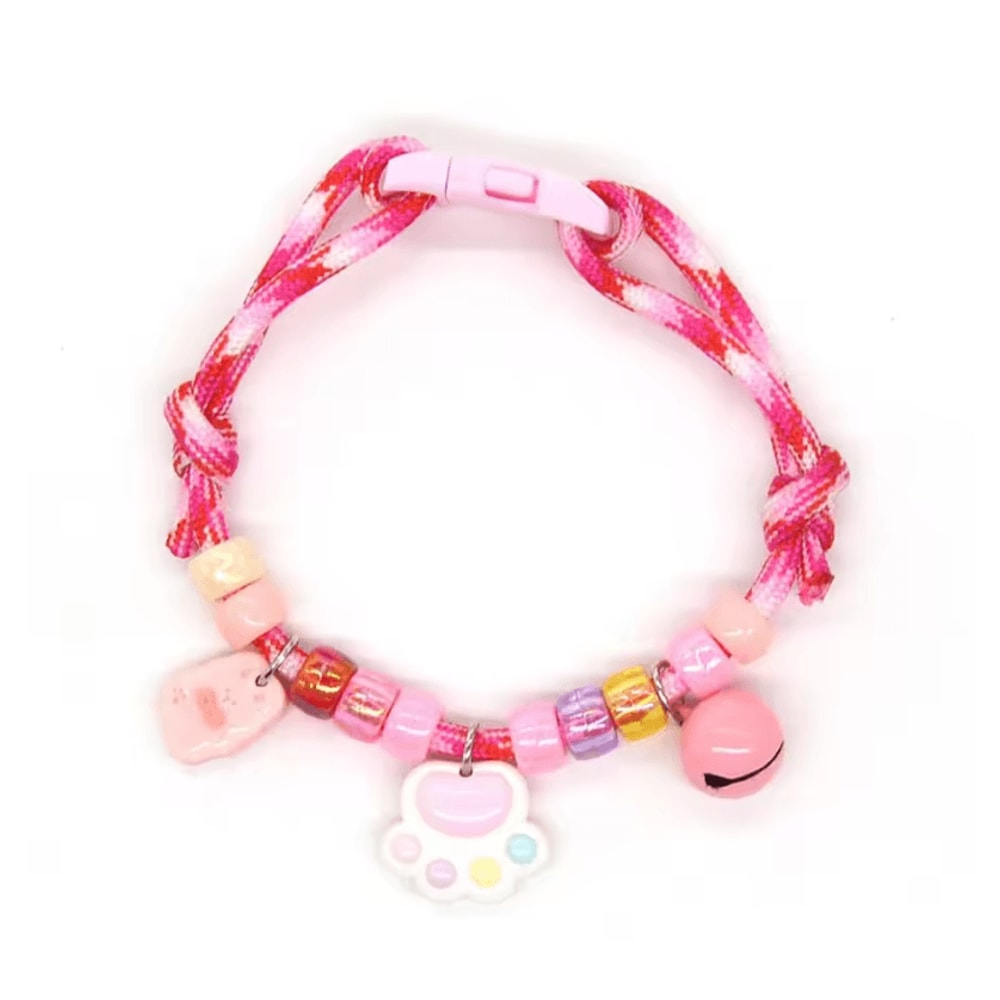 Colorful Braided Pet Necklace Collar With Bell Charm 3