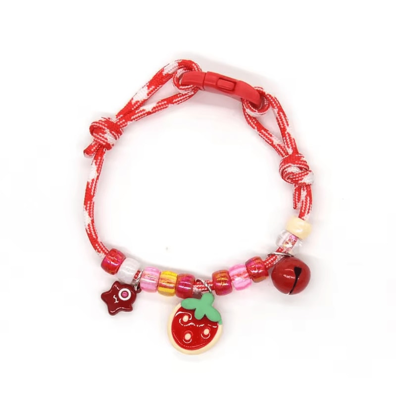 Colorful Braided Pet Necklace Collar With Bell Charm 4