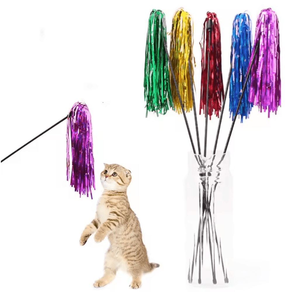 Colorful Ribbon Wand Cat Teaser Toy For Interactive Play 0