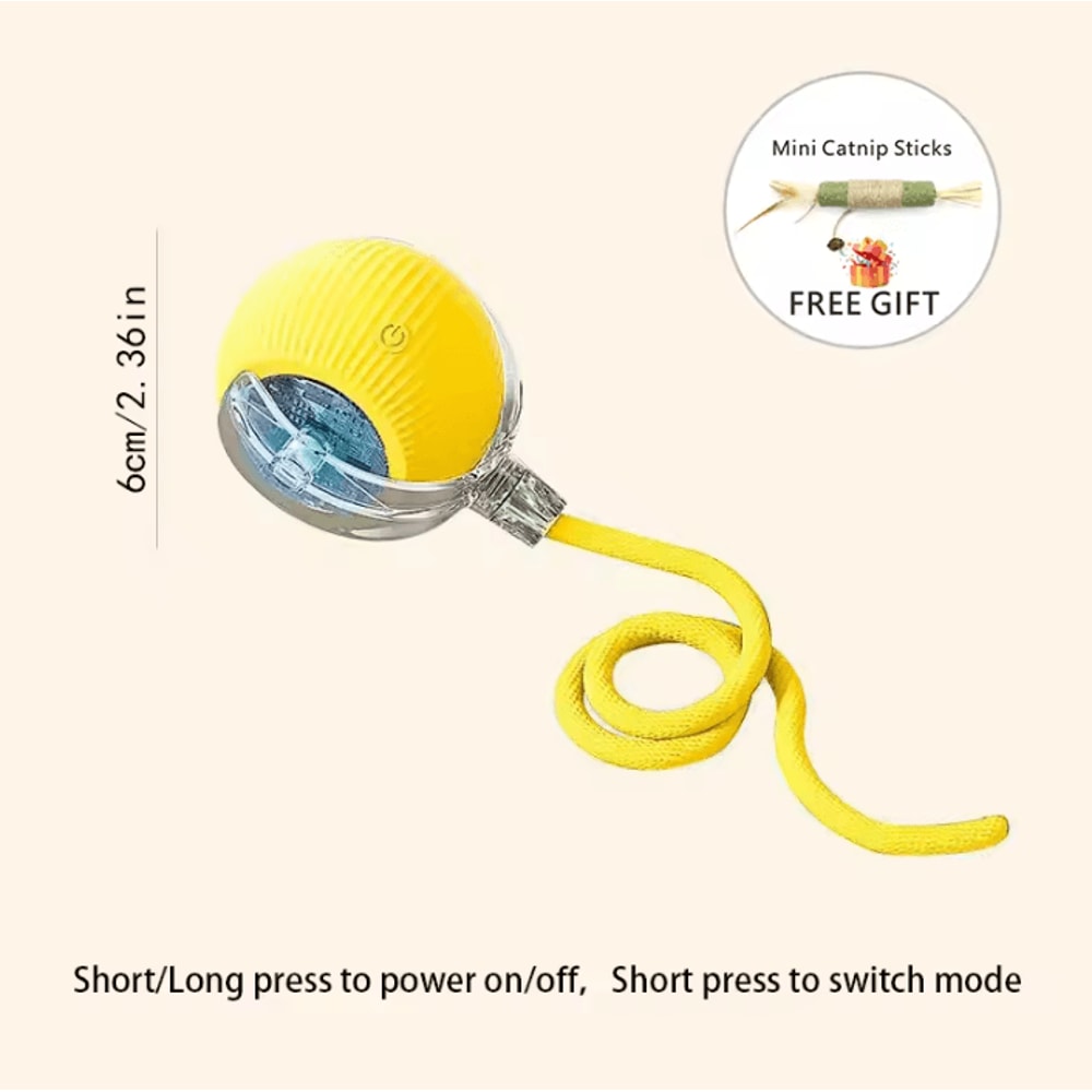 USB Rechargeable Smart Rolling Ball Cat Toy With Tail Teaser 4