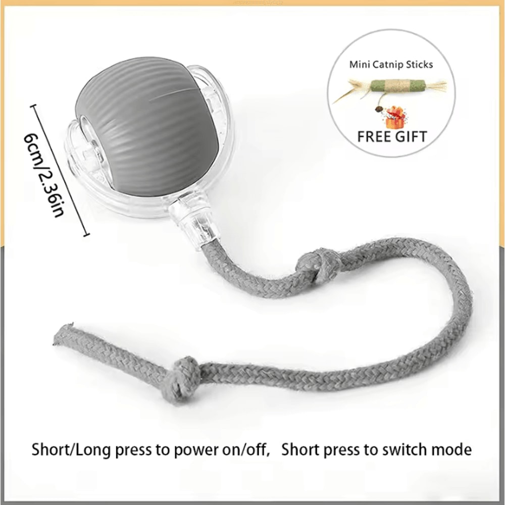 USB Rechargeable Smart Rolling Ball Cat Toy With Tail Teaser 11