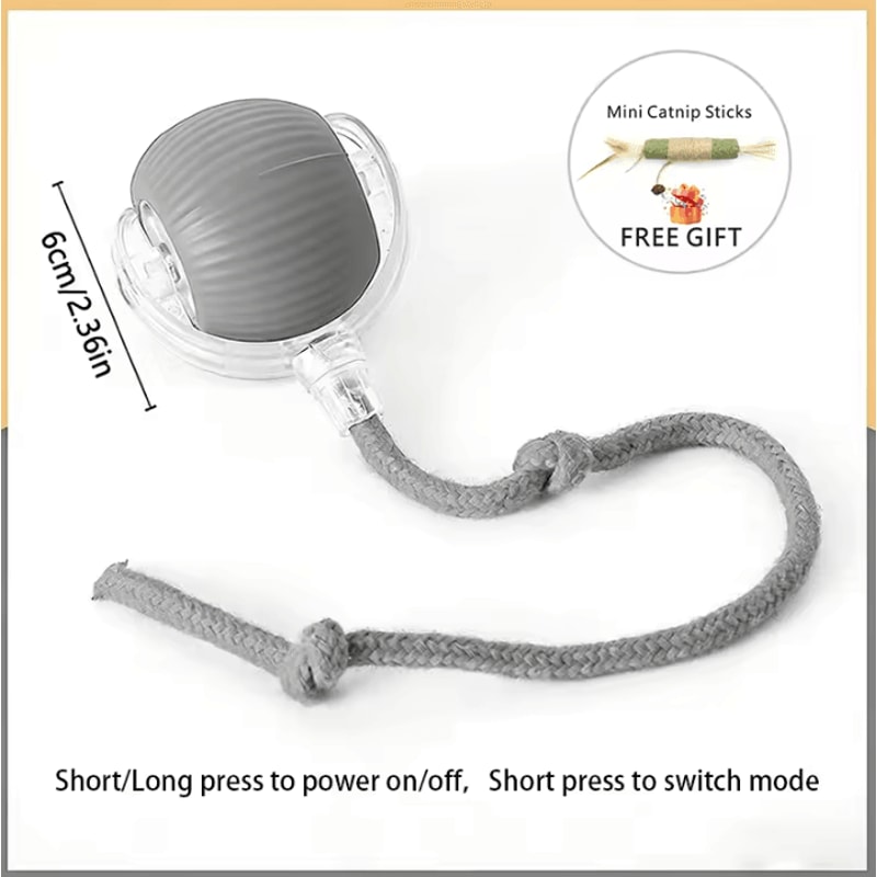 USB Rechargeable Smart Rolling Ball Cat Toy With Tail Teaser 11