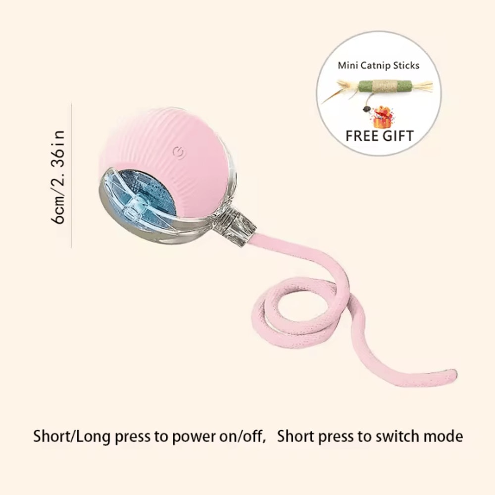 USB Rechargeable Smart Rolling Ball Cat Toy With Tail Teaser 8