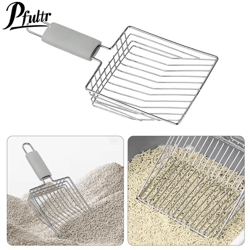heavy-duty stainless steel cat litter scoop with aluminum handle