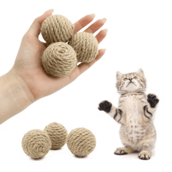 handmade sisal sounding cat ball toy set