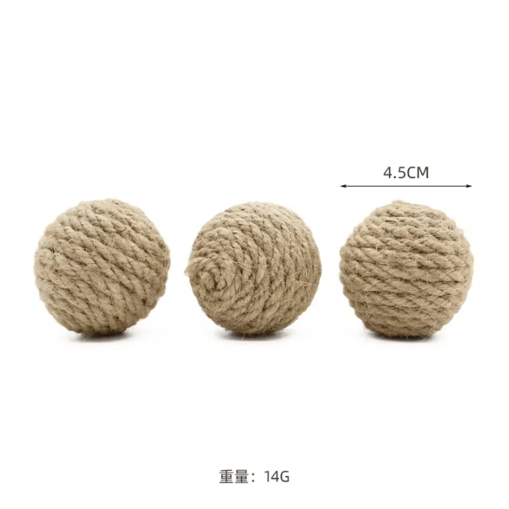 Handmade Sisal Sounding Cat Ball Toy Set 4