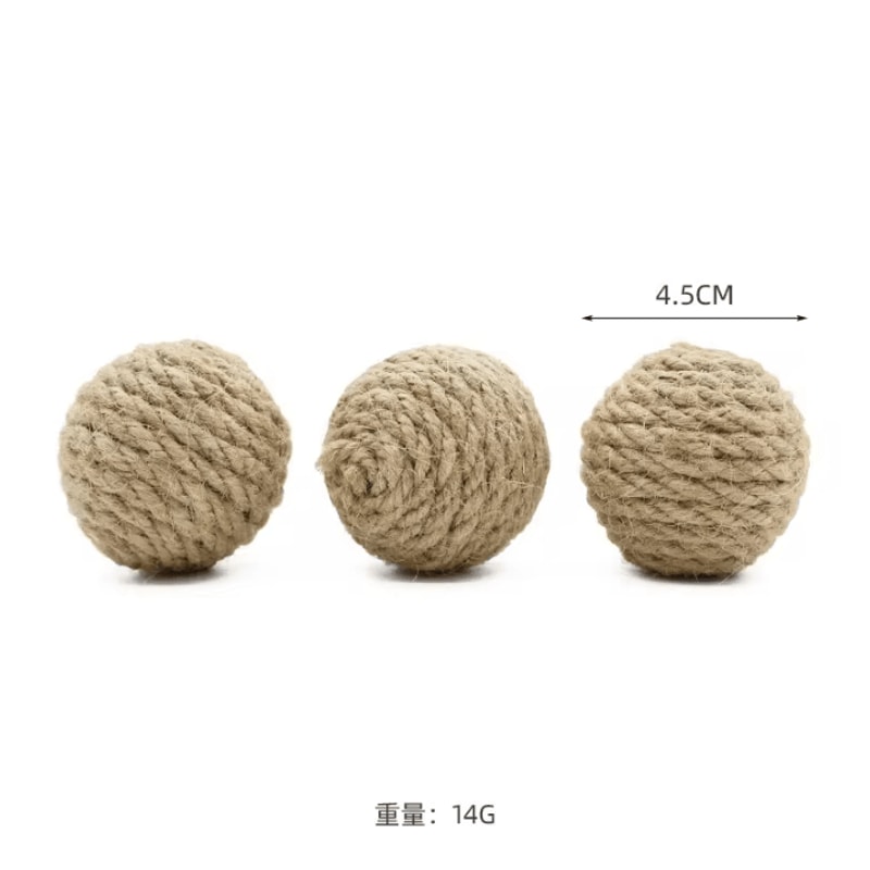 Handmade Sisal Sounding Cat Ball Toy Set 4