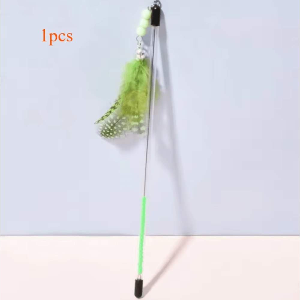 3Piece Retractable Feather Wand Cat Teaser Toy Set 4