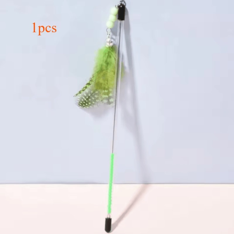 3Piece Retractable Feather Wand Cat Teaser Toy Set 4