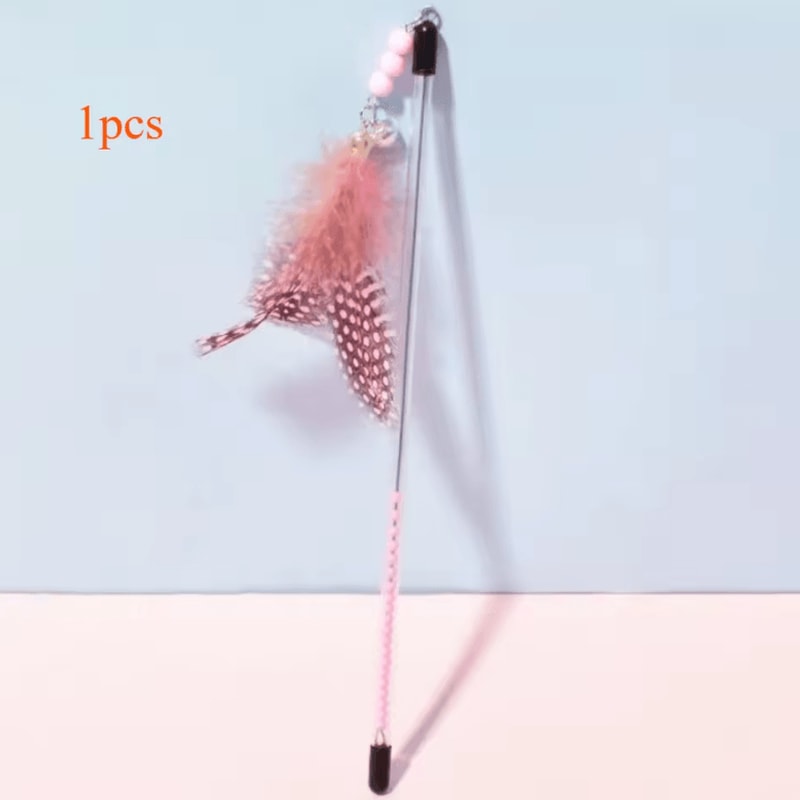 3Piece Retractable Feather Wand Cat Teaser Toy Set 5