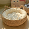 Handwoven Rattan Cat Basket Bed With Soft Cushion 4