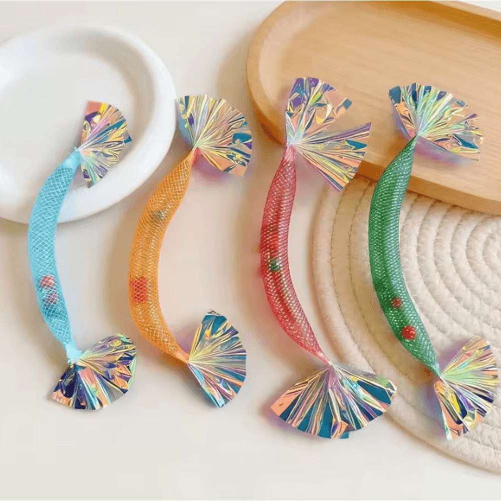 Mesh Tube Shrimp Cat Toy Set 4PCS Interactive Chew Chase Toys 0