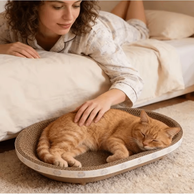 Oval Corrugated Cat Scratcher Bed Lounge 2