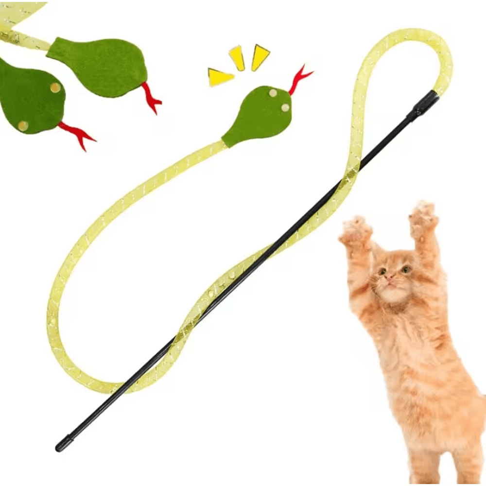 Felt Snake Cat Teaser Wand With Bell 0