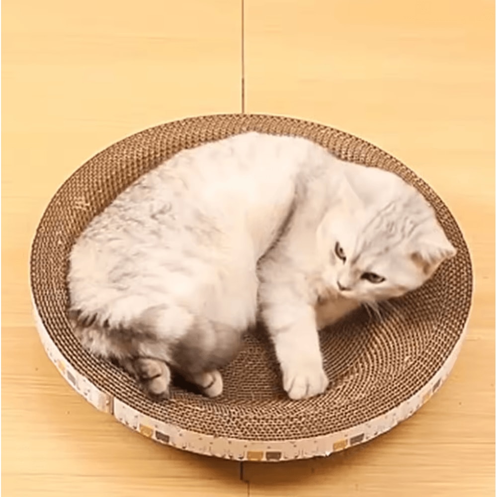 Oval Corrugated Cat Scratcher Bed For Indoor Cats 1