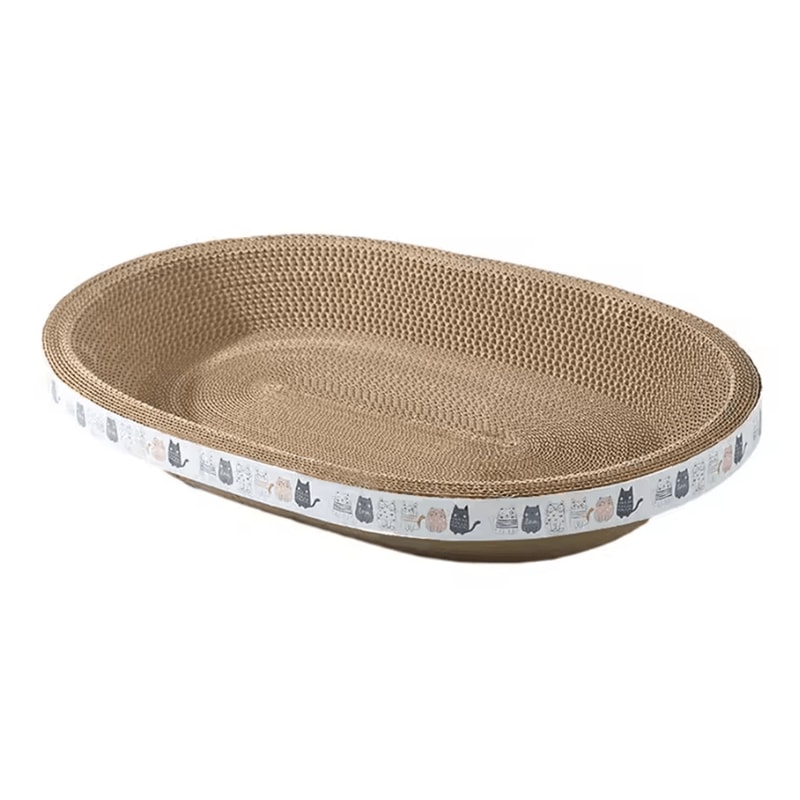 Oval Corrugated Cat Scratcher Bed For Indoor Cats 3