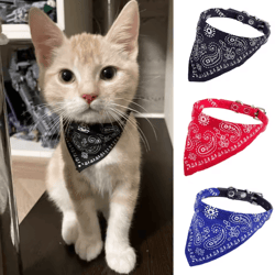 adjustable printed bandana collar for cats & small dogs