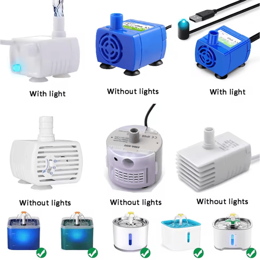 USB Water Fountain Pump Replacement With LED Light 0