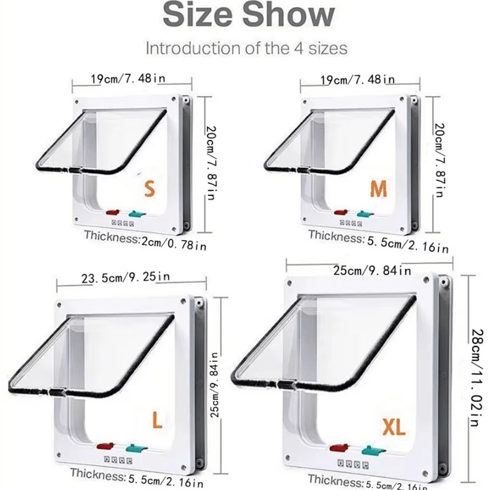 4Way Locking Weatherproof Cat Door For Cats Small Pets 2