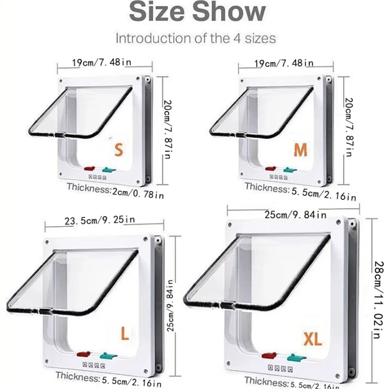 4Way Locking Weatherproof Cat Door For Cats Small Pets 2