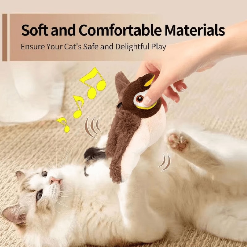 Interactive Flapping Chirping Bird Cat Toy With Catnip 1