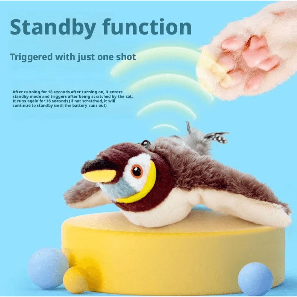 Interactive Flapping Chirping Bird Cat Toy With Catnip 2