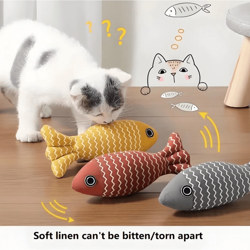 3Piece Fish Catnip Kicker Toy Set For Cats 1