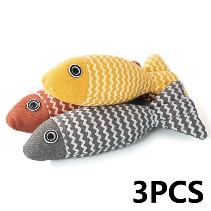 3Piece Fish Catnip Kicker Toy Set For Cats 5