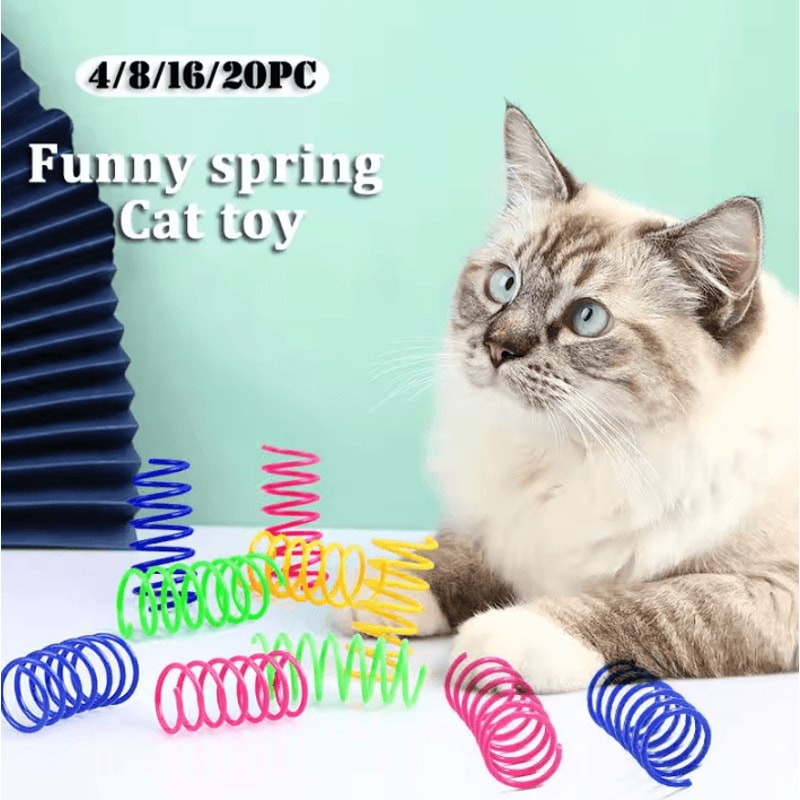 Colorful Spiral Spring Cat Toy Set 0