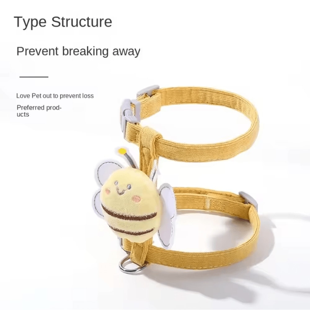 Cartoon Bee Cat Harness Leash Collar Set 1
