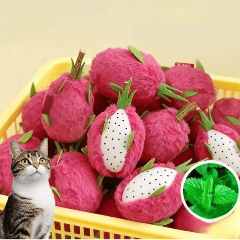 Dragon Fruit Catnip Plush Chew Toy For Cats 0